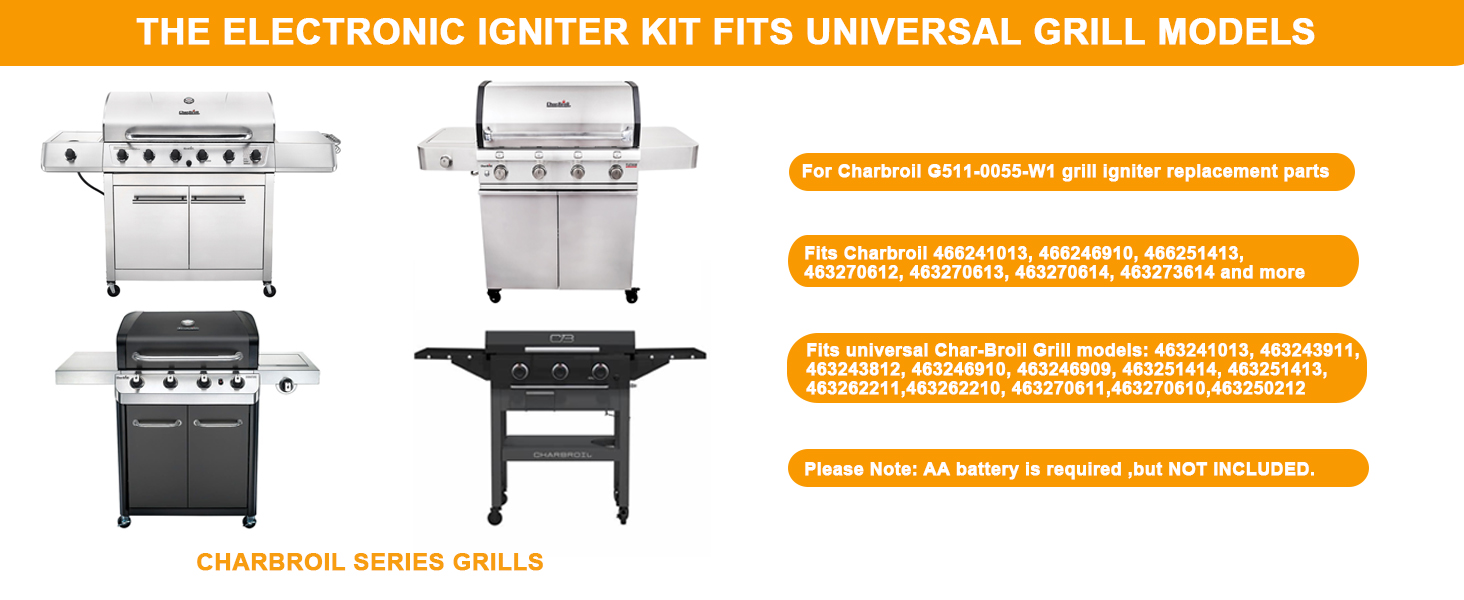 DcYourHome Electronic Igniter Kit Replacement for Char-Broil G511-0055-W1 and Other Char-Broil Model
