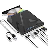7 in 1 External Bluray Drive, USB 3.0 Type-C Optical External Bluray/DVD Drive Burner with SD/TF ...