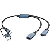 JSADZKJ USB A+C to USB Splitter Cable USB A/C 2 in 1 to 2 USB 2.0 Charging Cable USB A/C Male to ...