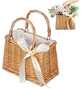 DOITOOL Wicker Basket Purse Small Wicker Baskets with Handles for Women | flower girl rattan purs...