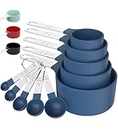 TILUCK Measuring Cups &amp; Spoons Set, Stackable Cups and Spoons, Nesting Measure Cups with Stainles...