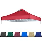 JANCANOPY Red Commercial Replacement Canopy Top for 10x10 Straight Leg Pop Up Canopy Tent with Ai...