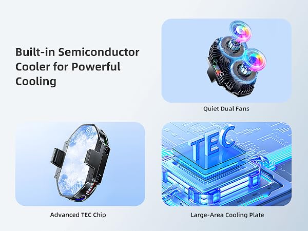 Built-in Semiconductor Cooler for Powerful Cooling | Quiet Dual Fans | Large-Area Cooling Plate
