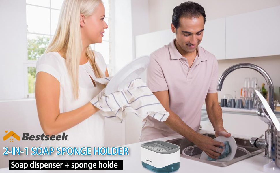 soap pump dispenser and sponge holder