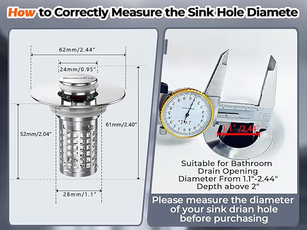 sink hole diameter
