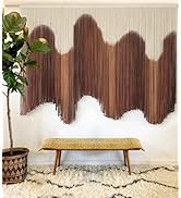 IOWER Macrame Wall Hanging Brown Dip-Dyed Large Handmade Macrame Cord Fiber Art Boho Wall Decor f...