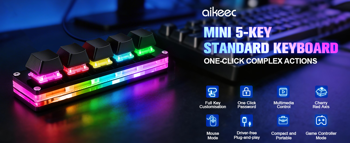 5 key mini mechanical programmable keypad keyboard