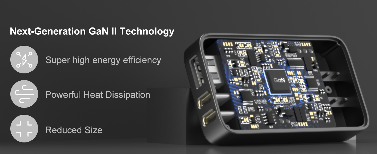 This ultra-thin wall plug charger uses the latest GaN? technology