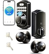 Veise VE012W-K Built-in WiFi Fingerprint Smart Lock with 2 Knobs, No Hub Needed, APP Remote Contr...