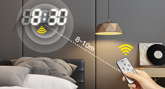 EDUP Home 3D LED Digital Wall Clock Desk Alarm Clock with Remote Control