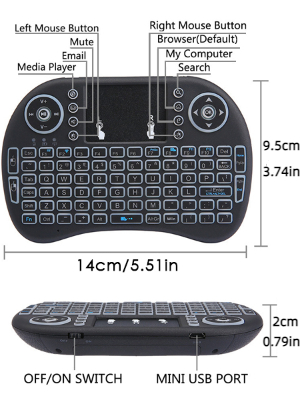 92-key 2.4GHz wireless keyboard with touchpad