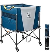 EVER ADVANCED Rolling Ball Storage Cart with Lockable Wheels, 33 x 22.8in Collapsible Garage Spor...