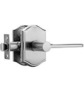 parro Interior Door Handles for Bath &amp; Bedroom,Satin Nickel Door Handles Push Lock with Camelot T...