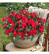Ouddy Decor 6 Bundles Artificial Impatiens Flowers for Outdoors Decoration, Silk Flowers Bouquet ...