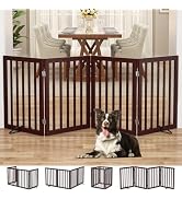 Homykic Bamboo Freestanding Dog Gate, No Assembly Pet Gate Indoor, 24”H x 75”W Extra Wide Foldabl...