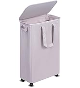 Vincona Slim Laundry Hamper with Lid and Wheels, Small Rolling Laundry Basket with Handle for Sma...