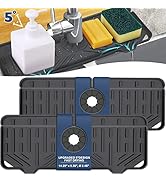 2 Pcs Silicone Faucet Handle Drip Catcher Tray Mat, 2 in 1 Dish Soap Sponge Holder for Kitchen Si...