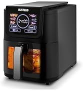 SUSTEAS Air Fryer, 5-Quart Family Size, One Touch Digital Control Presets with 400F Heat, French ...