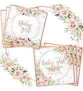 40pcs Sweet Baby Girl Napkins Rose Gold Baby Shower Napkins Disposable Watercolor Pink Floral It'...