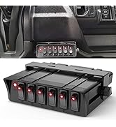 Nilight - 6 Gang Rocker Switch Box SPST Toggle Switch Panel 12V 24V 20A Switch Panel 60Amp Max fo...