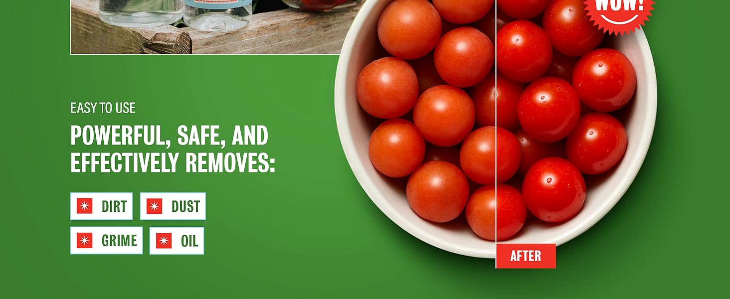 gentle citrus based fruit wash removes dirt wax residue from fresh vegetables and fruit