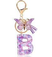 HaimiLiya Initial Keychains for Women Girls with Tassel Butterfly, Cute Letter Keychain Charm for...