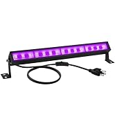 uwiner 38W LED Black Light Bar Blacklight Bars with Plug and Switch Light Up 22x22ft Area for Glo...