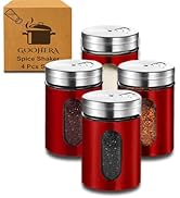 4-Piece Premium Stainless Steel Salt and Pepper Shakers Set – Adjustable Pour Holes Spice Dispens...