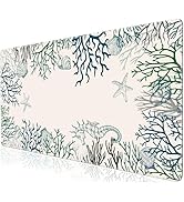 L-SPOUTTO Coral Desk Mat for Keyboard and Mouse,Cute Seahorse XXL Large Mouse Pad,35.4x15.7in Non...