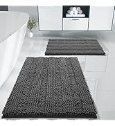 Yimobra Washable Bathroom Rugs Sets 2 piece, Non Slip Quick Dry Absorbent Bath Mat Set, Plush Che...