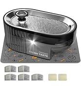 Cat Water Fountain Stainless Steel with a Silicone Mat, 84oz/2.5L Automatic Cat Water Fountain wi...