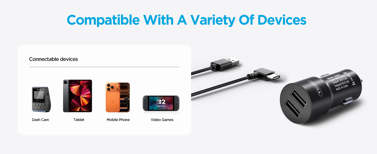 VIOFO D5O00 Type-C Dual USB Cigarette Charger