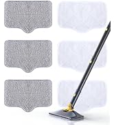 Steam Mop Pads with Washable and Reusable, 6 Pack Replacement, 2 Material Types Accessories Compa...