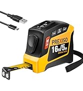 PREXISO 2-in-1 Digital Tape Measure - 16Ft Rechargeable Measuring Tape Ruler Ft/Ft+in/in/M/CM/MM ...