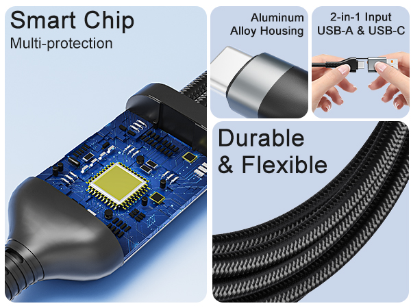 Unbreakable nylon braided 4 in 1 multi charging cable for Apple Watch