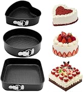 GZMAISULEE Springform Cake Pan Set of 3 (7, 8, 9 Inch) Heart Round Square Leakproof Nonstick Chee...