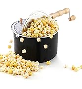 Cook N Home Stovetop Popcorn Popper with Crank, 6-Quart Aluminum Popcorn Pot, Black