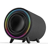 LITTOAK Powered Subwoofer, 100W Peak Sub with DSP, 6.5’’ Subs with Infinity Mirror - 3D Tunnel Li...