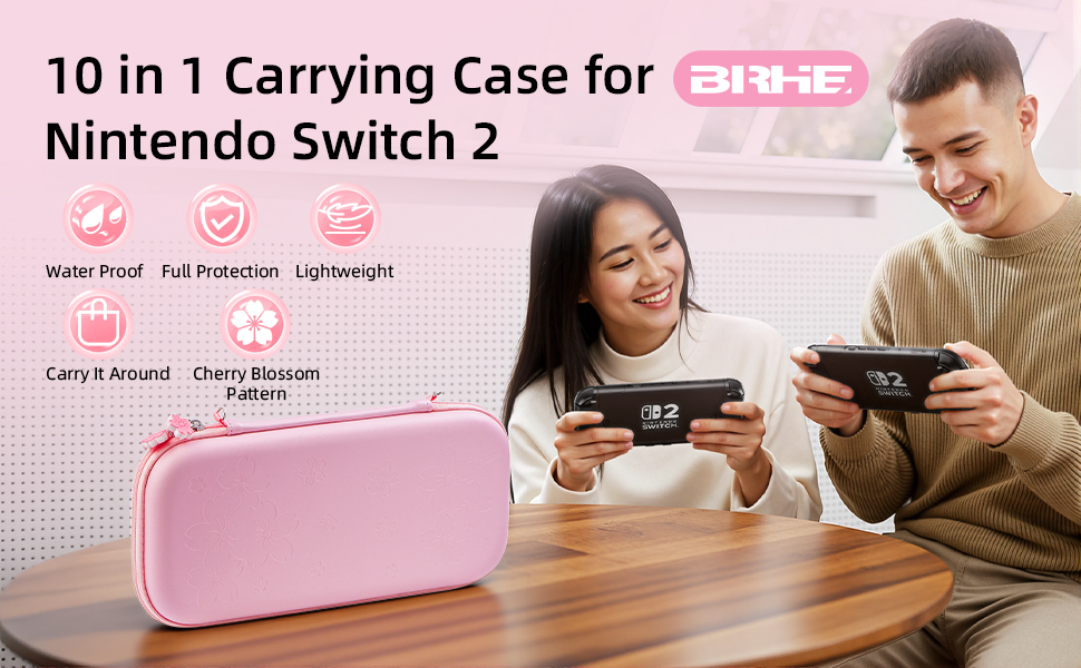 BRHE Cute Travel Carrying Case for Nintendo Switch 2 (2025) Accessories Kit with Protective Cover