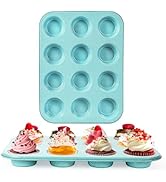 Spmarkt 2-Pack Blue 12-Cup Non-Stick Muffin Pan | Healthy Baking | Easy Cleaning Muffin Tin | Dur...