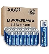 Powermax 36-Count AAA Batteries, Ultra Long Lasting Alkaline Battery, 10-Year Shelf Life, Reclosa...