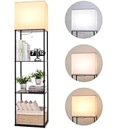 Gupuzm Floor Lamp with Shelves, Large Size Rectangle Standing Lamp with 3 Color Temperature Bulb,...