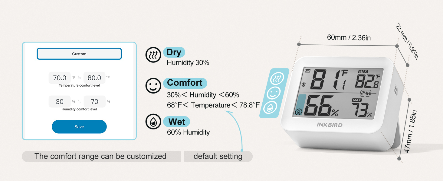 Customize comfort level in the app