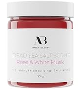 Amira Beauty Dead Sea Salt Body Scrub | Rose &amp; White Musk | Foaming Shower Scrub with Organic Ess...