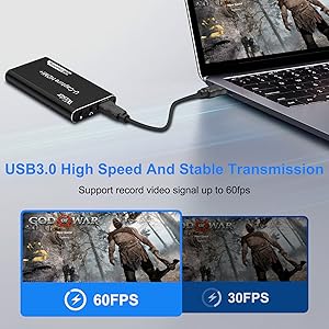 Audio Video Capture Card,4K HDMI USB 3.0 Capture Adapter Video Converter 1080P 60fps
