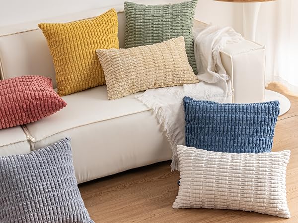 Throw Pillow Covers 18x18 Inch Soft Sage Green Spring Chenille Pillow Covers for Sofa Living Room 