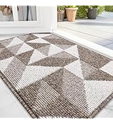 OLANLY Door Mat Indoor Entrance Washable 32x20, Odor-Free Low-Profile Front Back Geometric Door M...