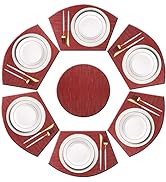 pigchcy Wedge Shaped Placemats Set of 6 with Centerpiece Round Mats Washable Kitchen Placemats He...