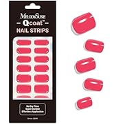 MelodySusie Qcoat Fully Cured Gel Nail Strips (Hot Pink) - UV Free Nail Polish Strips, Salon-Qual...