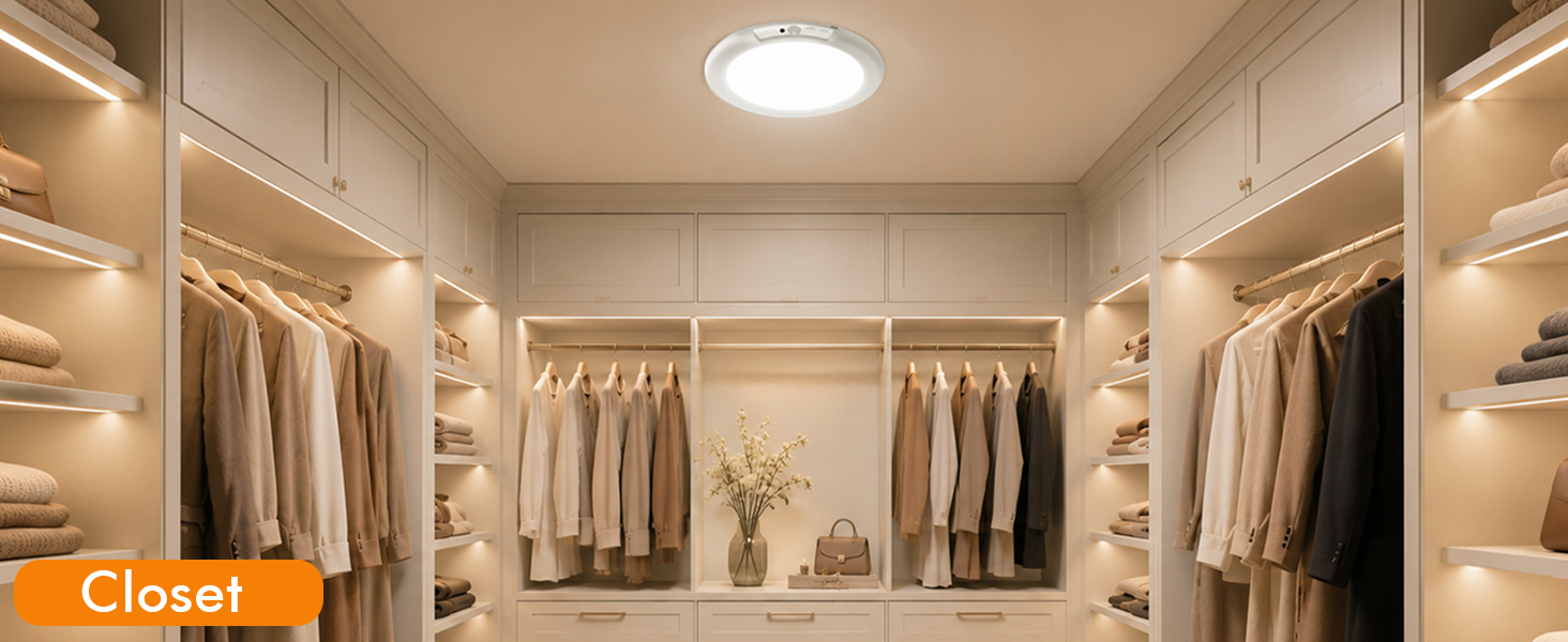 Rechargeable Ceiling Light, Magnetic Wireless Motion Sensor Ceiling Light, Wireless Battery Operated